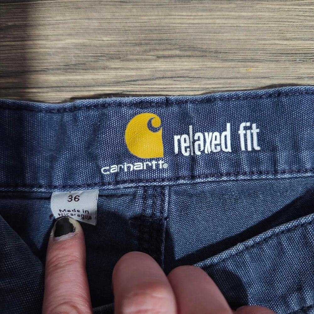 Men's Size 36 Carhartt Blue Cargo Shorts - Picture 3 of 3
